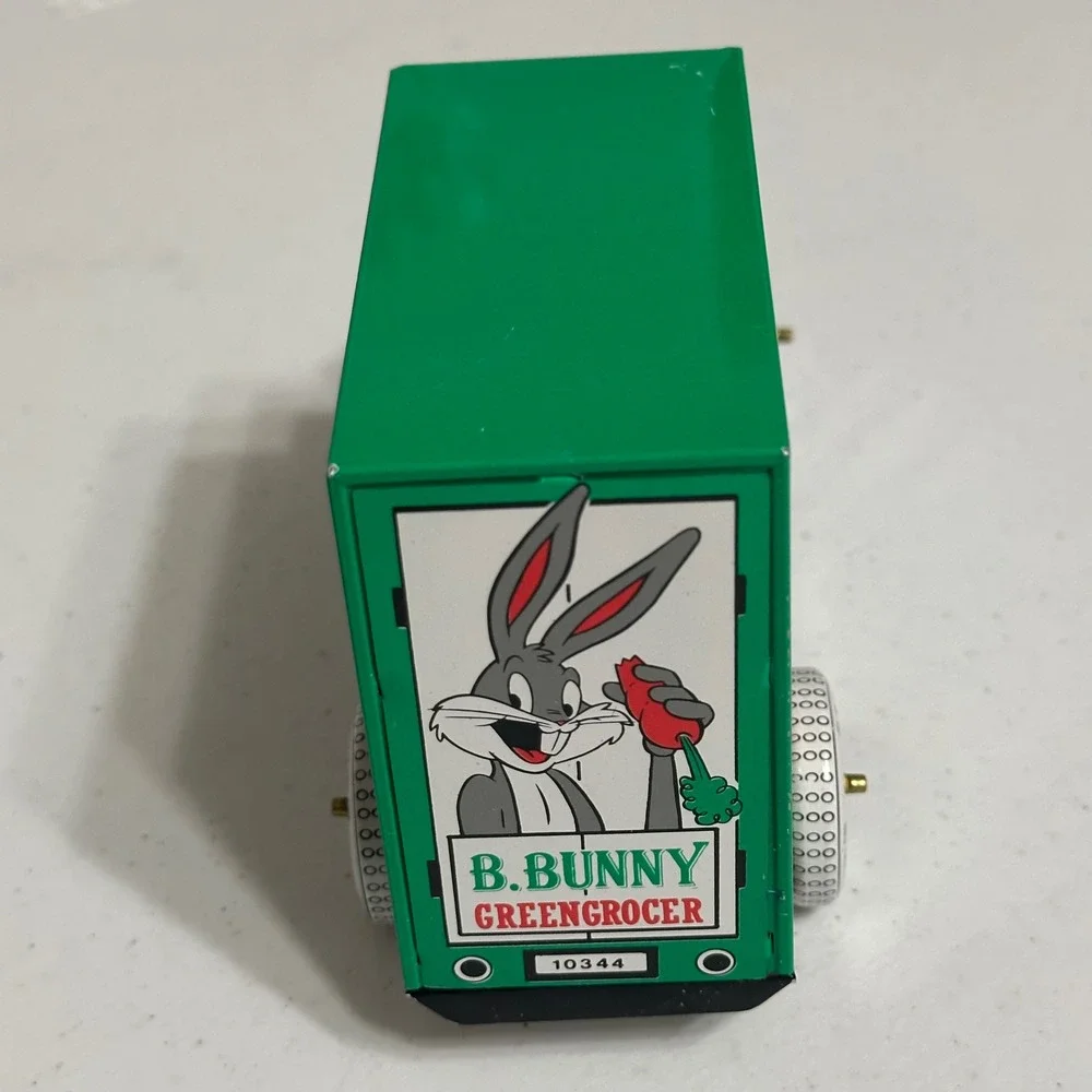 Warner Bros Bugs Bunny Green Grocer Delivery Truck Tin Metal Litho Green Vintage
